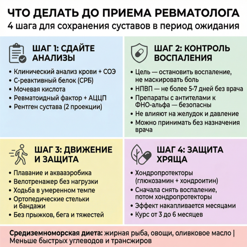 как действовать до приема ревматолога при болях в суставах